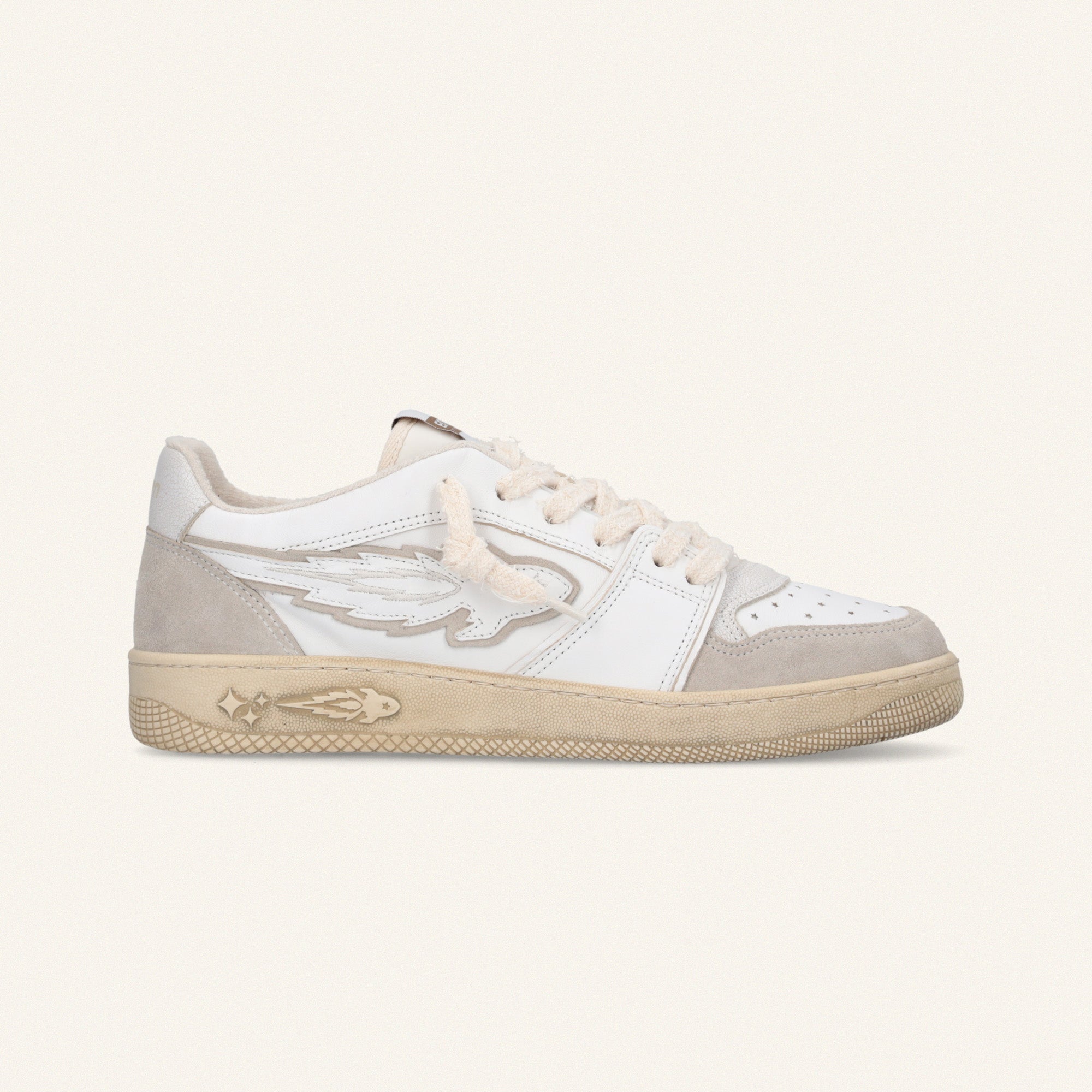 Entjpn Egg Rocket – white leather and suede sneakers