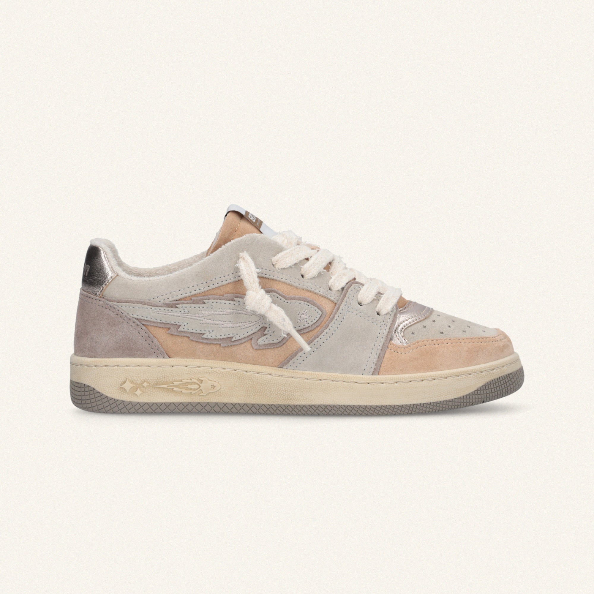 Entjpn Egg Rocket – blush sneakers in suede and laminate