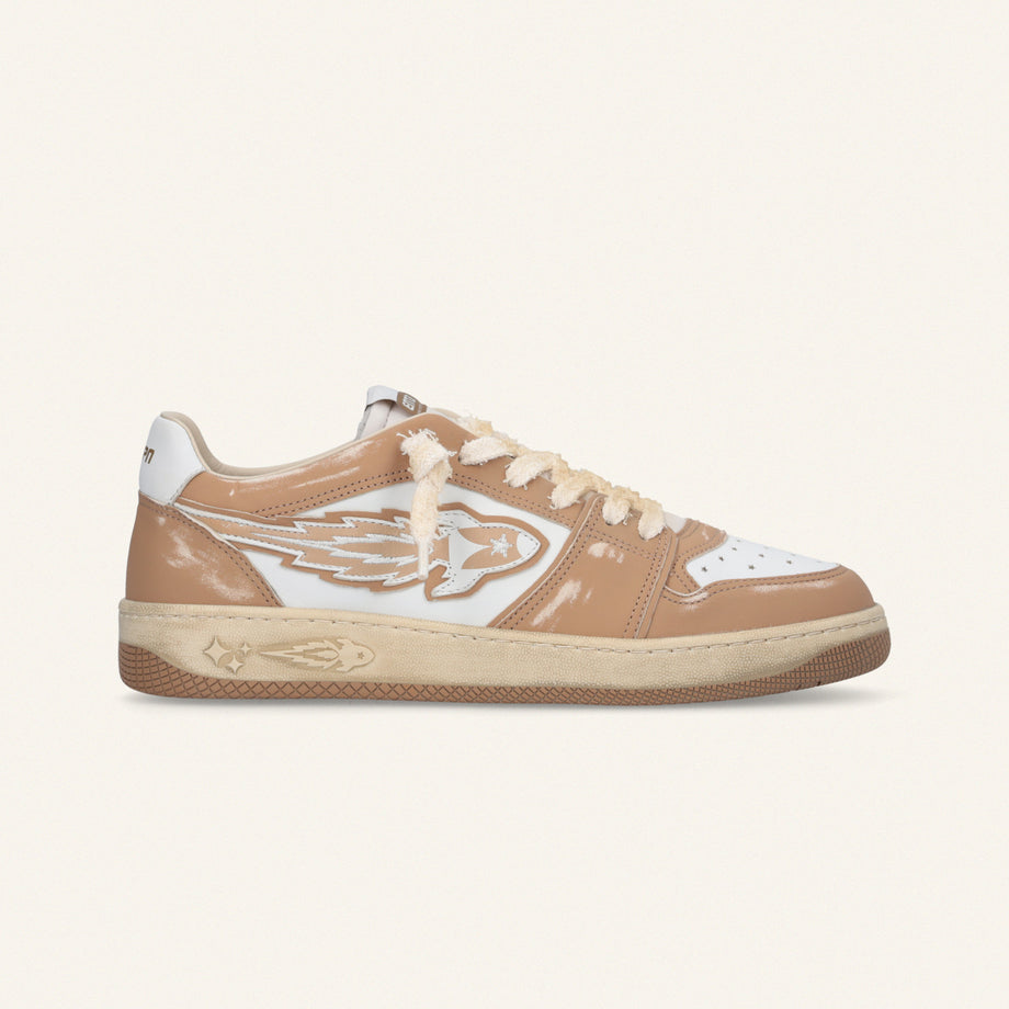 Entjpn Egg Rocket - sneakers vintage in pelle bianche e color camel image