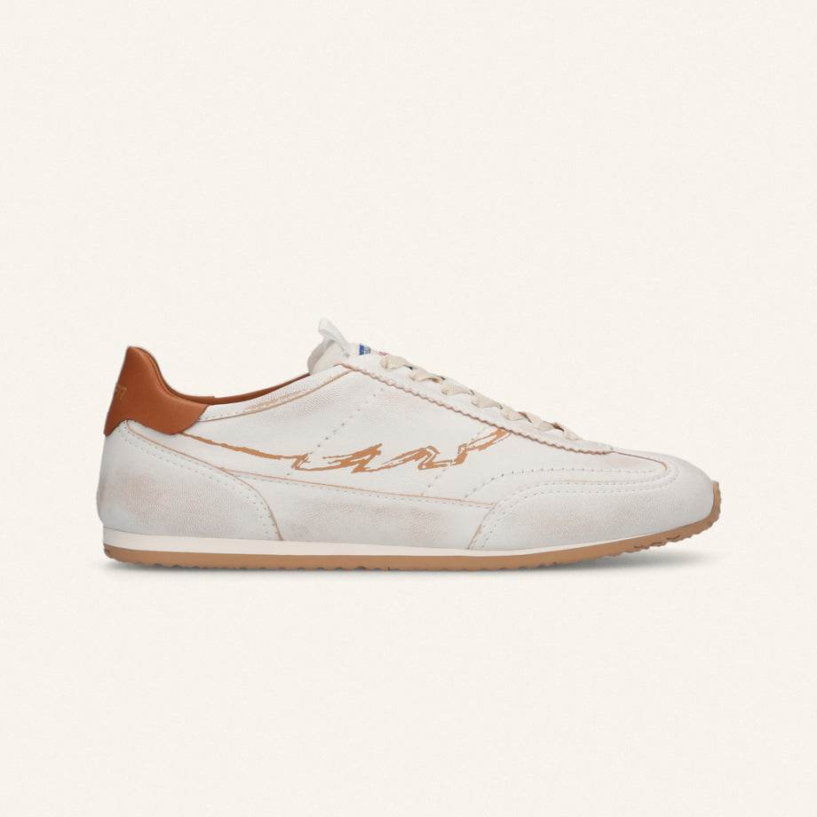ENTJPN 61 - sneakers in pelle bianca con dettagli cognac image