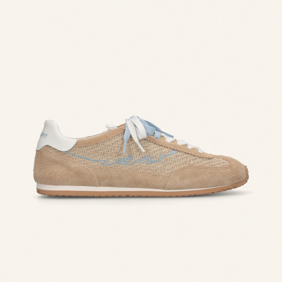 ENTJPN 61 - sneakers beige in pelle scamosciata e rafia image