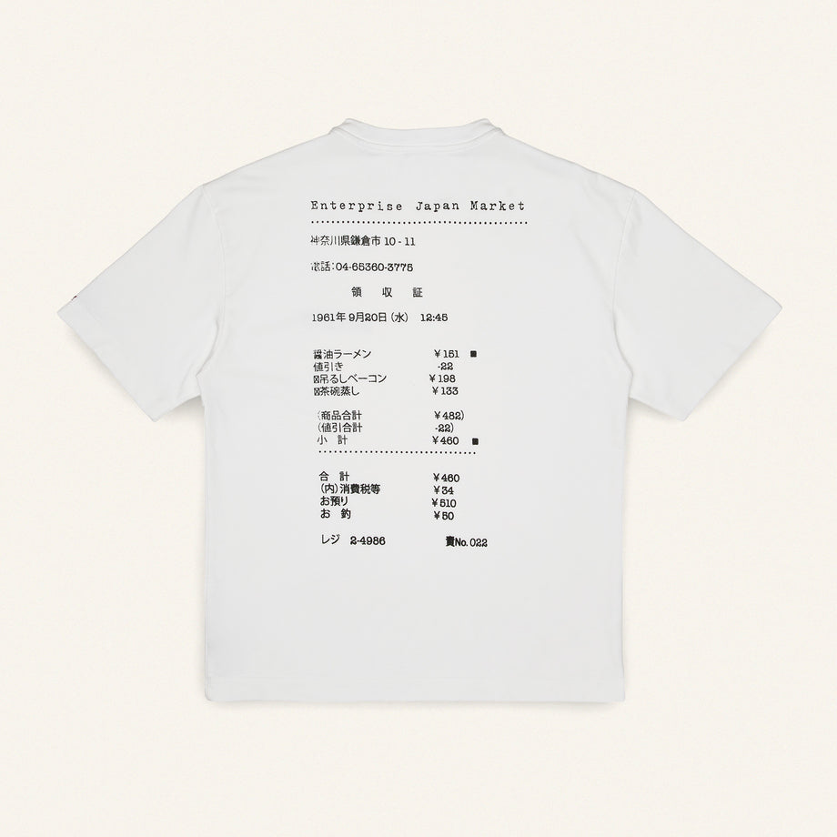 T-shirt in cotone bianco con stampa 'Enterprise Japan Market'