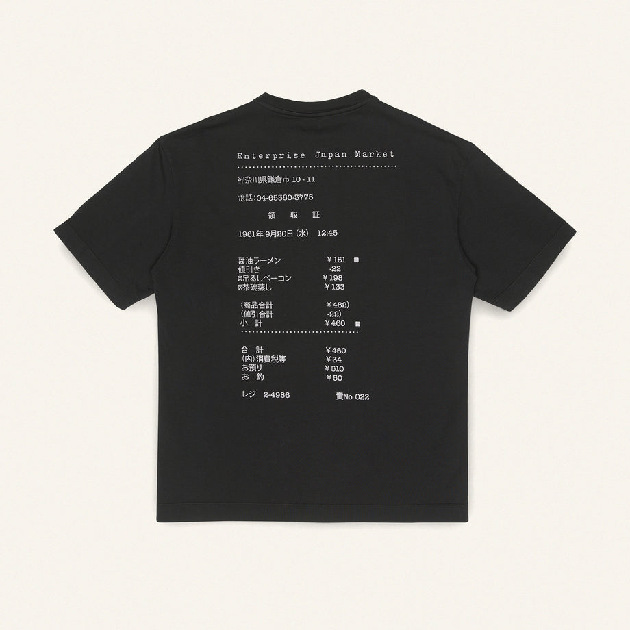 T-shirt in cotone nero con stampa 'Enterprise Japan Market'