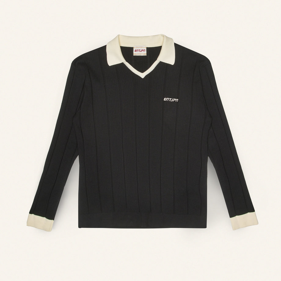 Polo Entjpn a maniche lunghe in cotone color nero