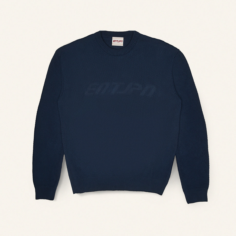 Maglione in cotone color dark blue con logo ENTJPN image