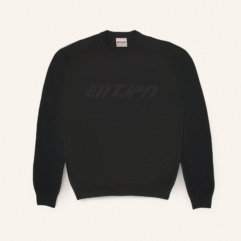 Maglione in cotone color nero con logo ENTJPN image