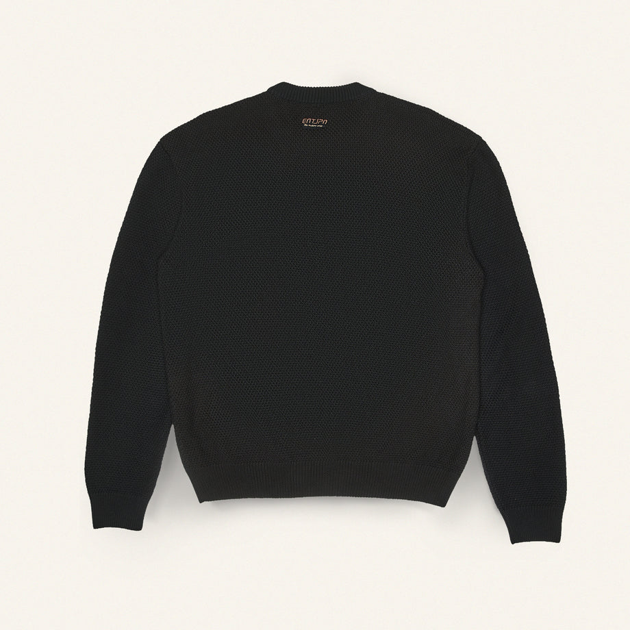Maglione in cotone color nero con logo ENTJPN