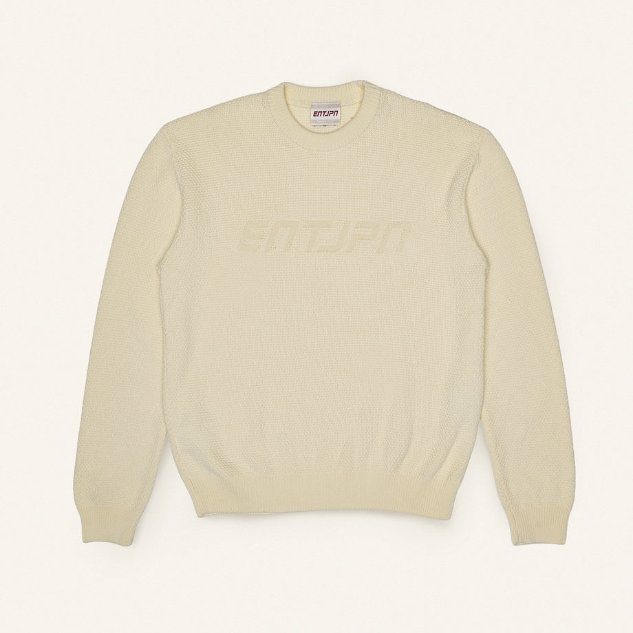 Maglione in cotone color burro con logo ENTJPN image