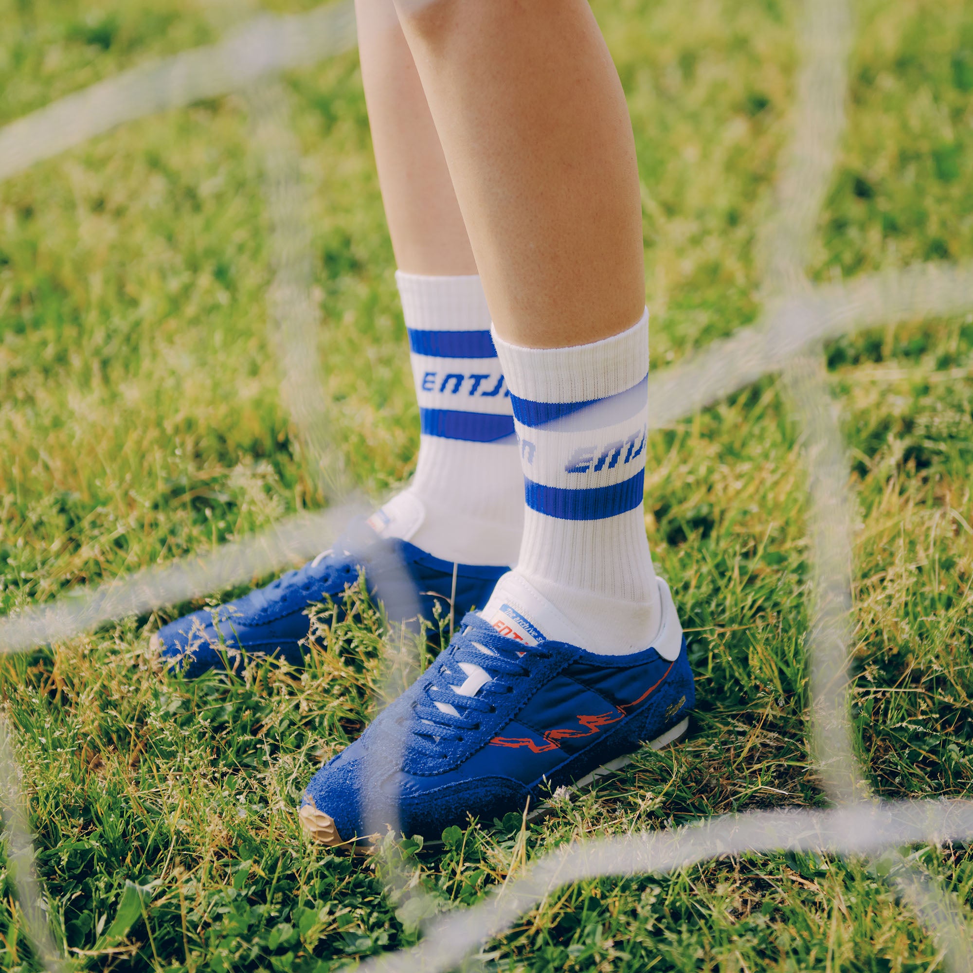 Calzini con logo ENTJPN e stripes color royal blue