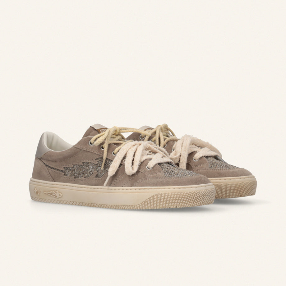 Entjpn Jupiter Rocket - sneakers unisex in pelle e tweed color taupe