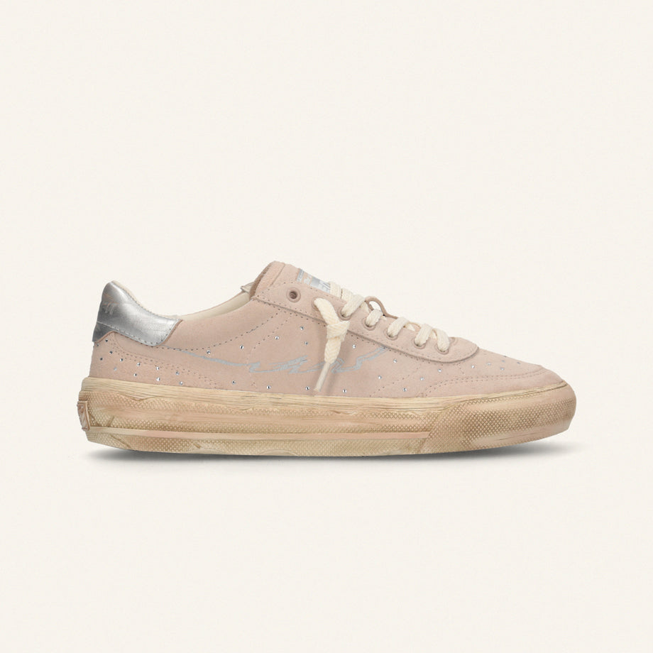 ENTJPN 75 – Sneaker in suede nude con strass e dettagli argento image