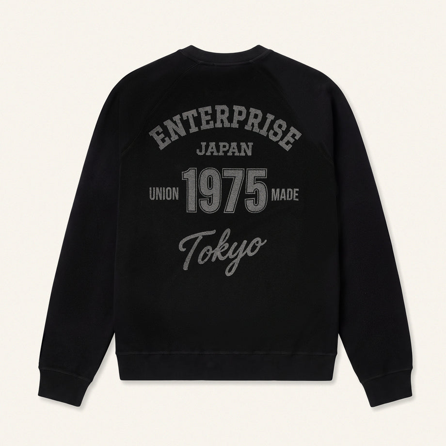 Felpa in cotone color antracite con stampa 'ENTJPN 1975 Tokyo'