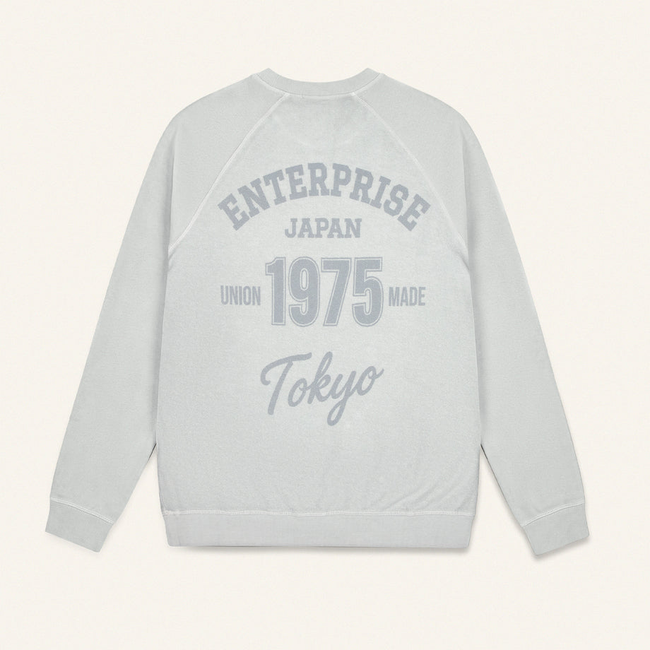 Felpa in cotone color ghiaccio con stampa 'ENTJPN 1975 Tokyo'