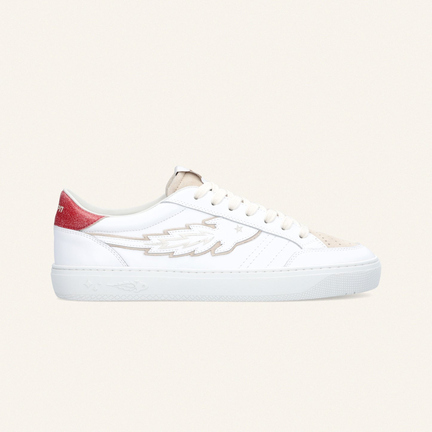 Entjpn Jupiter Rocket - sneakers in pelle bianca con talloncino rosso