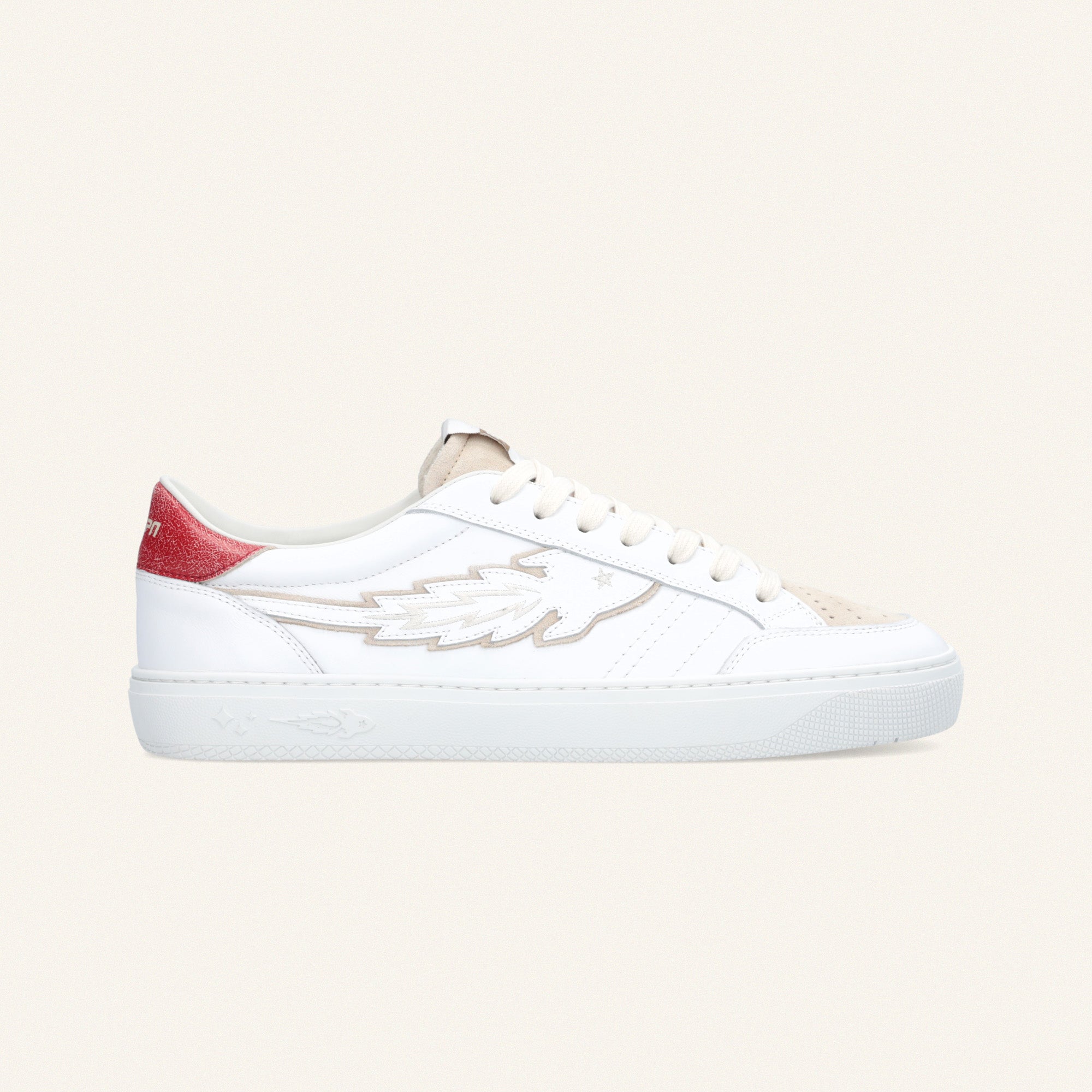 Entjpn Jupiter Rocket - sneakers in pelle bianca con talloncino rosso