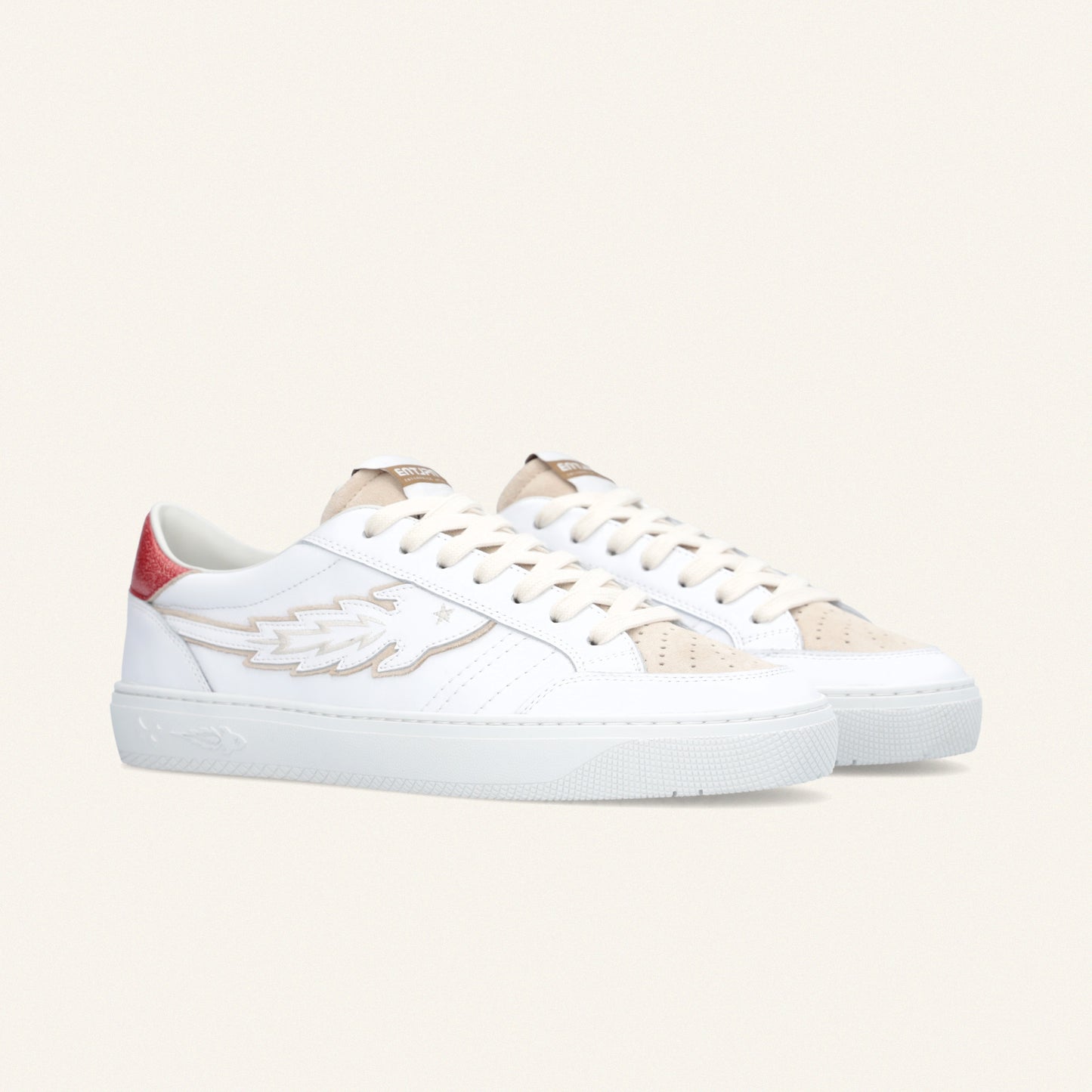 Entjpn Jupiter Rocket - sneakers in pelle bianca con talloncino rosso
