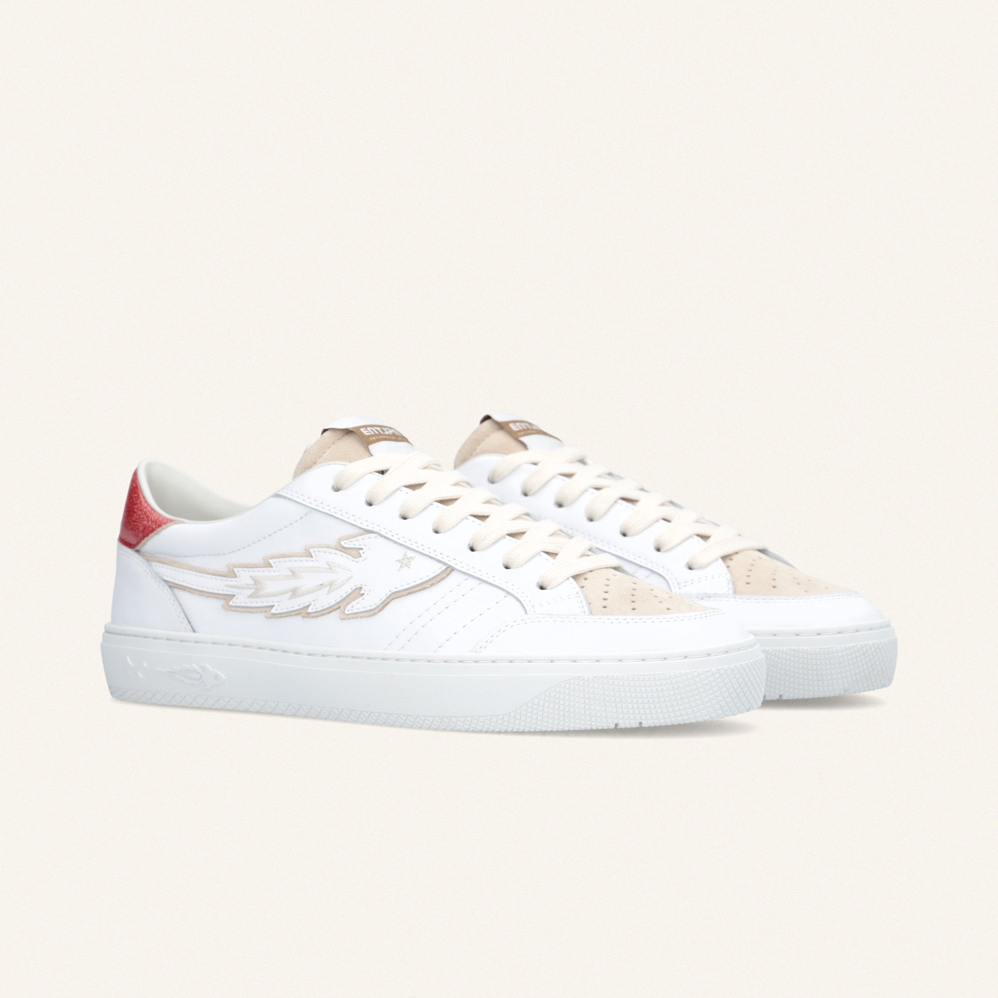 Entjpn Jupiter Rocket - sneakers in pelle bianca con talloncino rosso