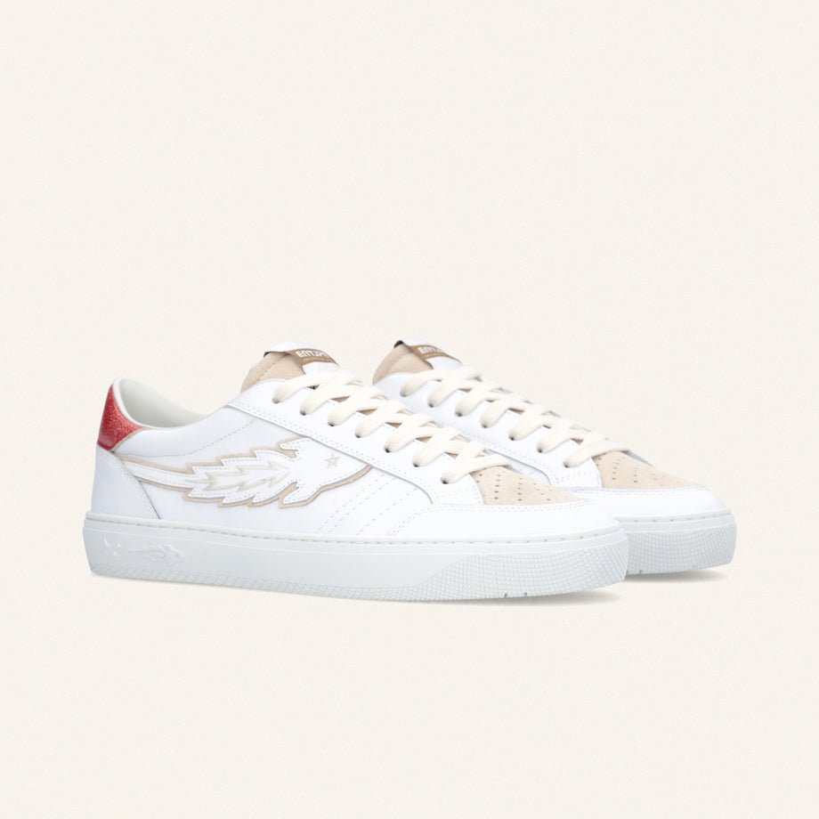 Entjpn Jupiter Rocket - sneakers in pelle bianca con talloncino rosso