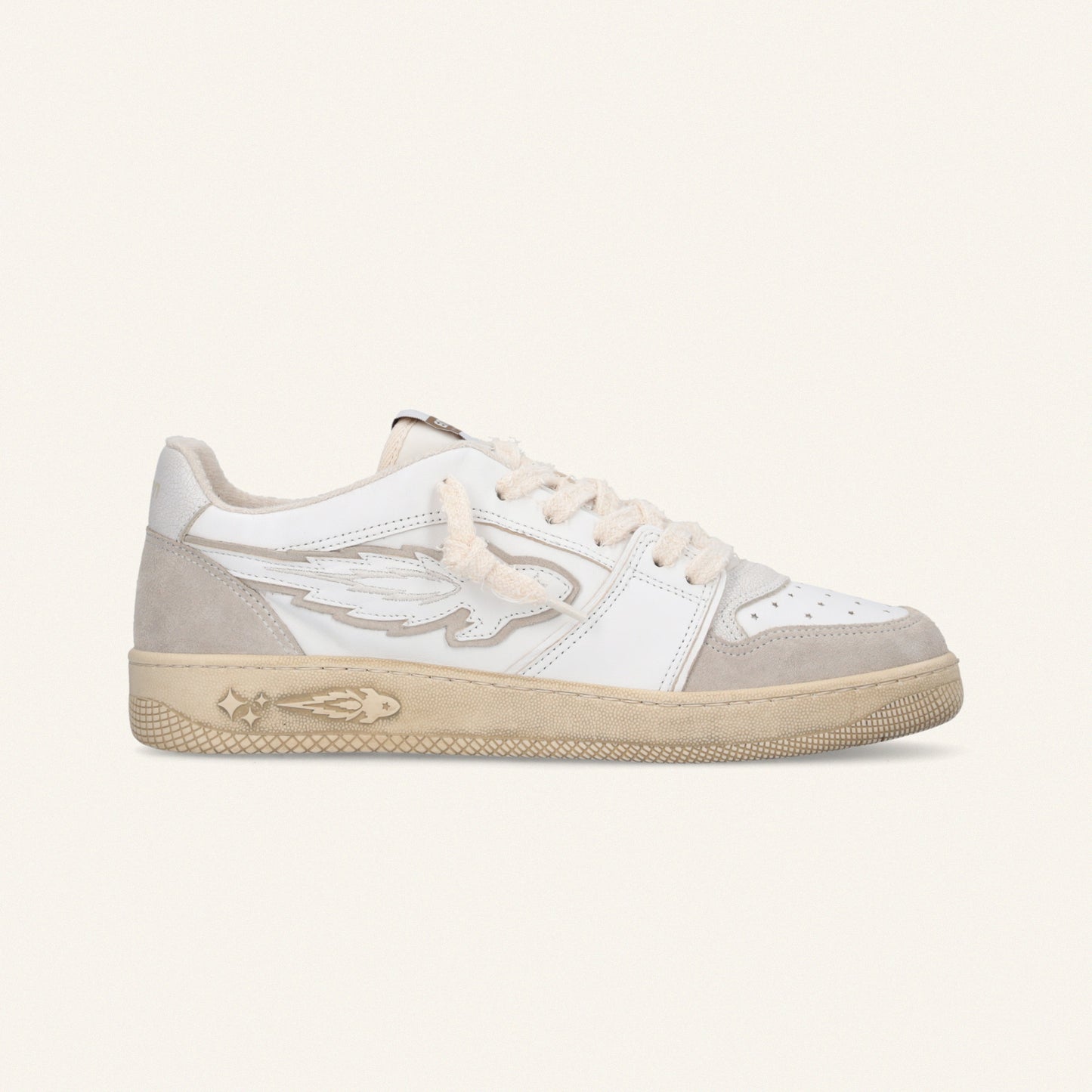Entjpn Egg Rocket – white leather and suede sneakers