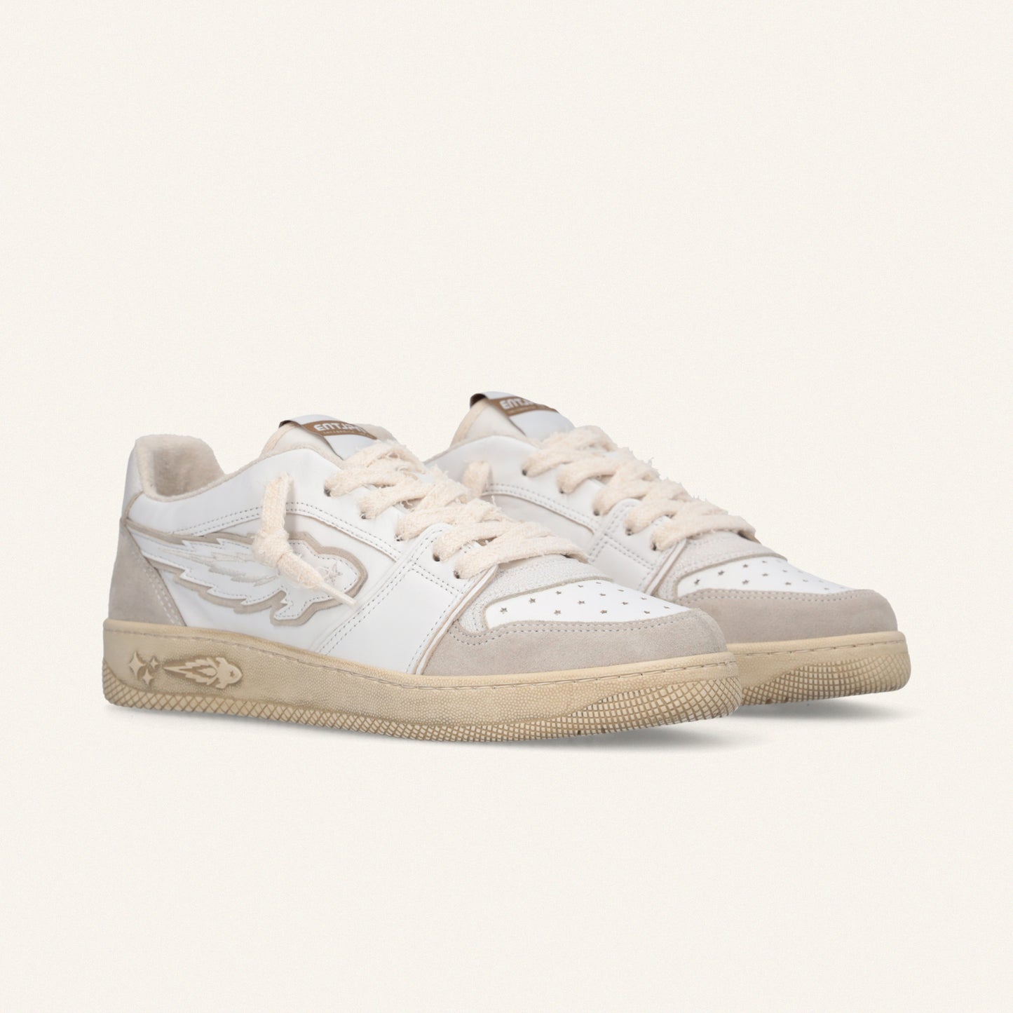 Entjpn Egg Rocket – white leather and suede sneakers