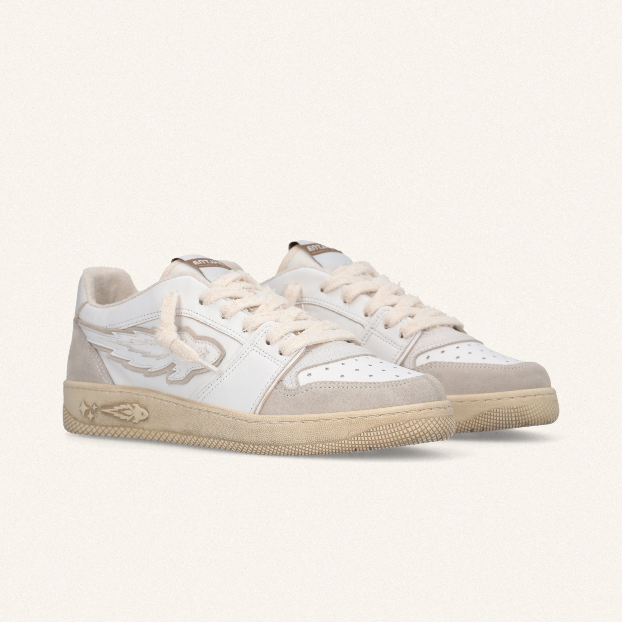 Entjpn Egg Rocket – white leather and suede sneakers