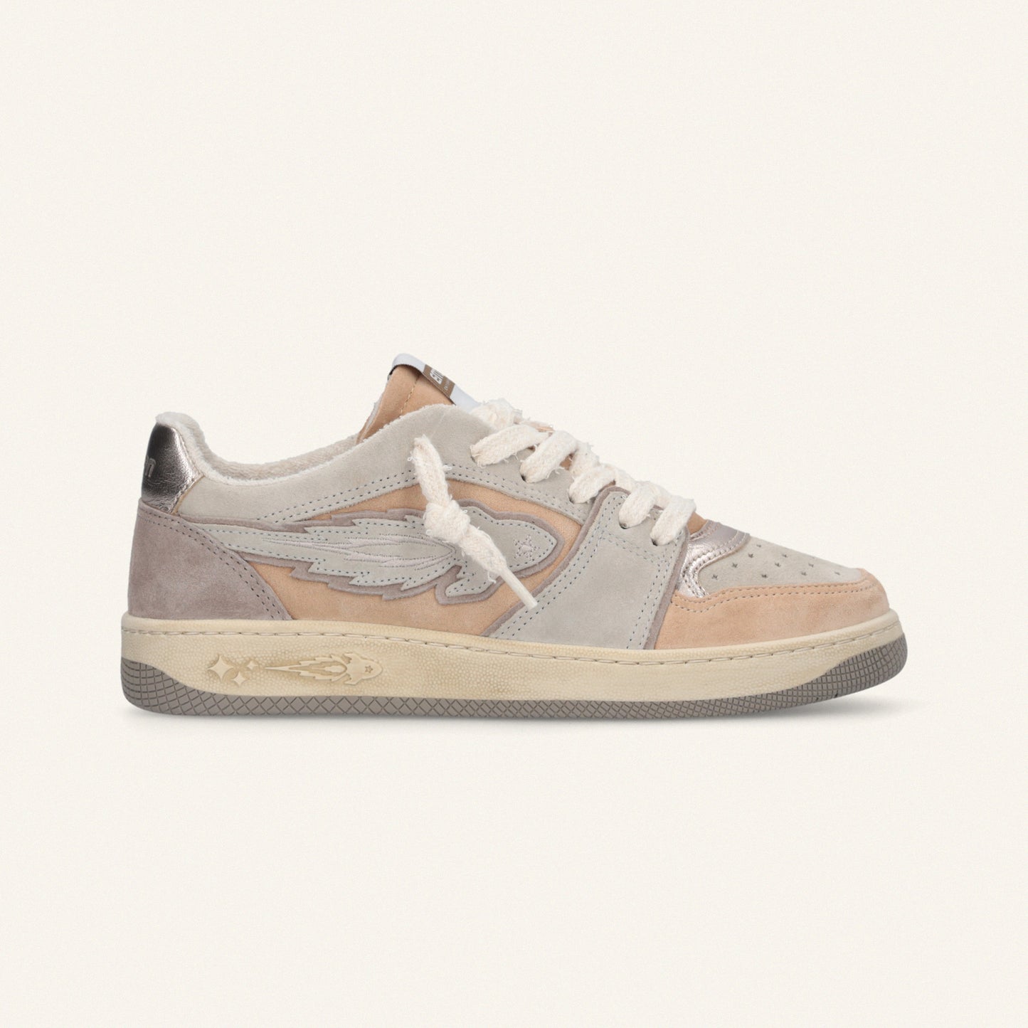 Entjpn Egg Rocket – blush sneakers in suede and laminate