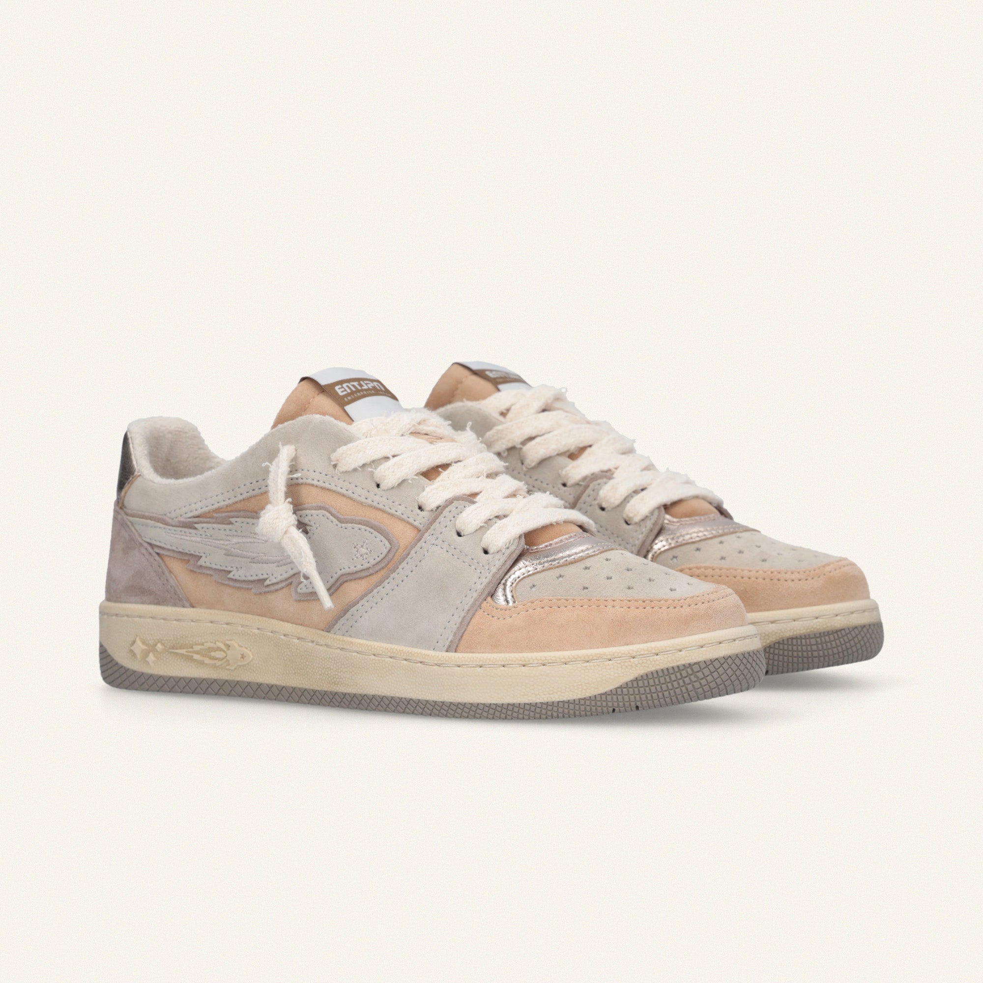 Entjpn Egg Rocket – blush sneakers in suede and laminate