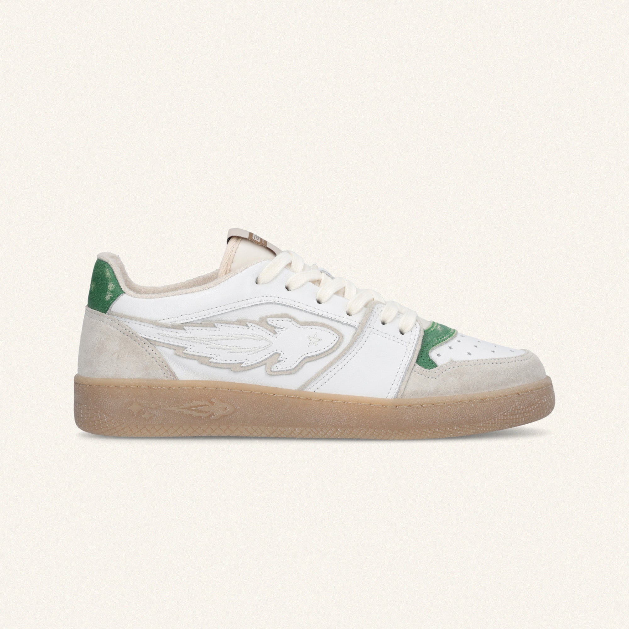 Entjpn Egg Rocket – leather sneakers with green details