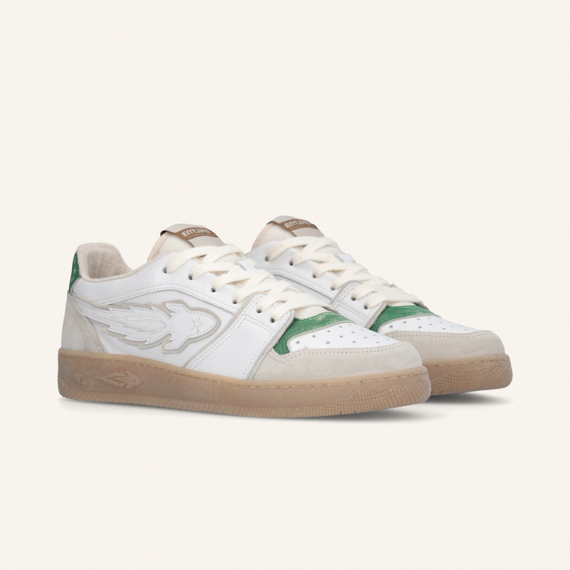 Entjpn Egg Rocket – leather sneakers with green details