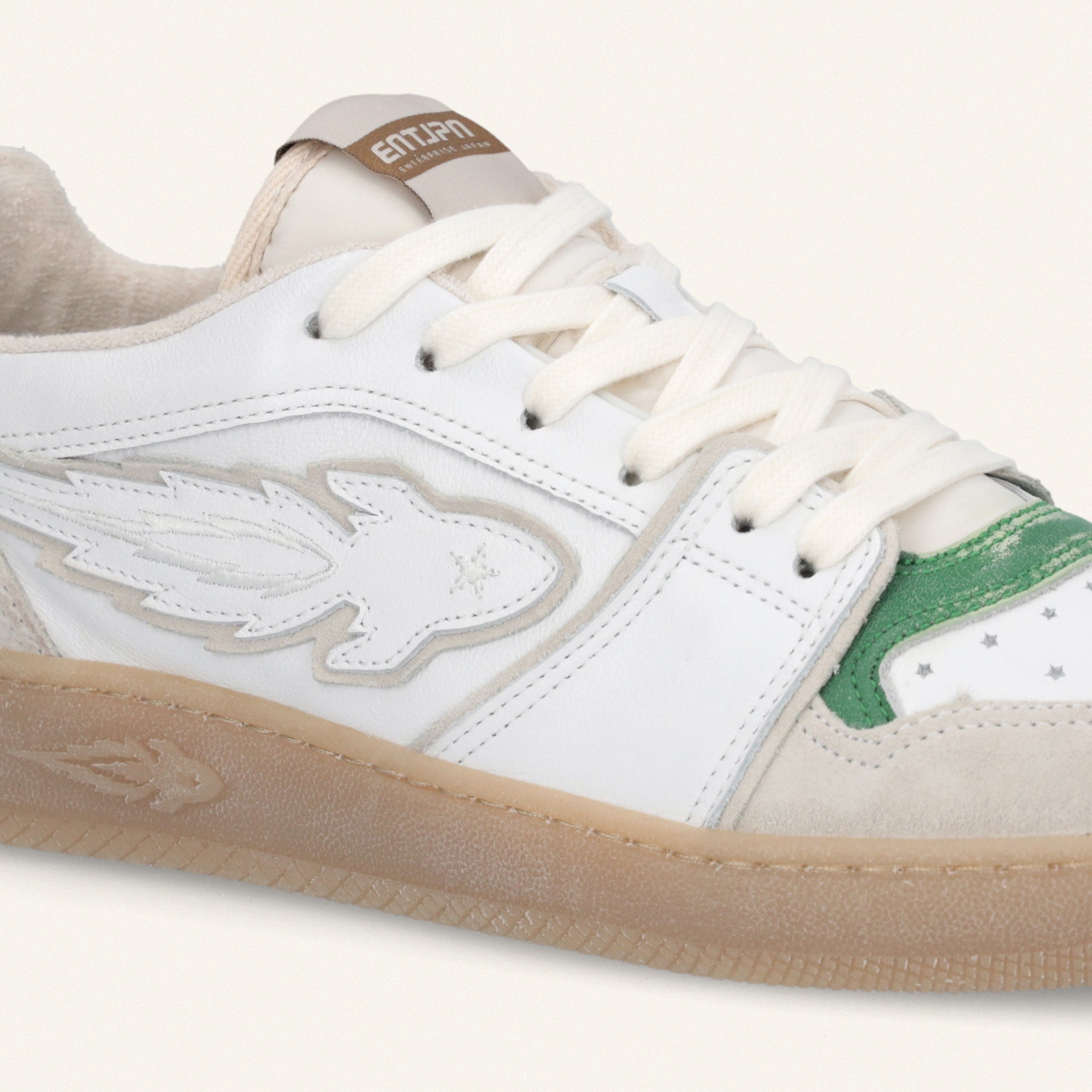 Entjpn Egg Rocket – leather sneakers with green details