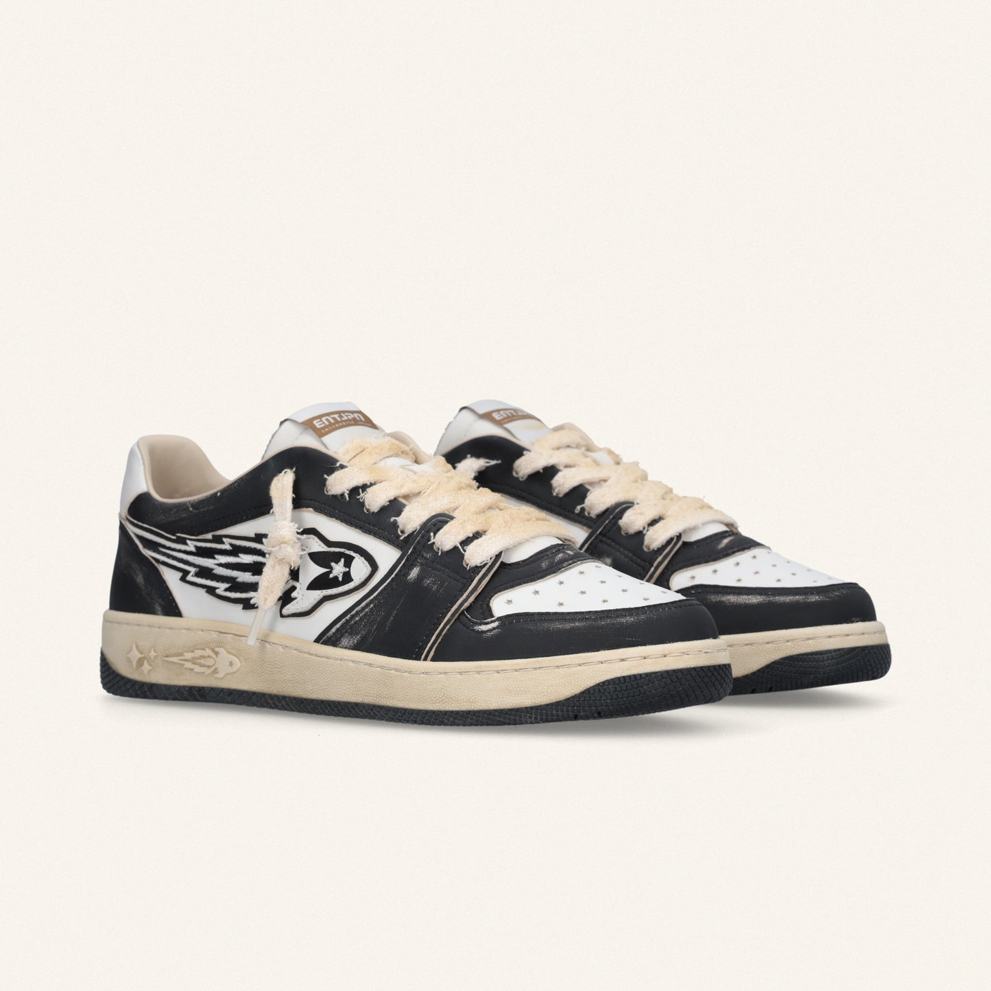 Entjpn Egg Rocket - sneakers vintage in pelle bianche e nere