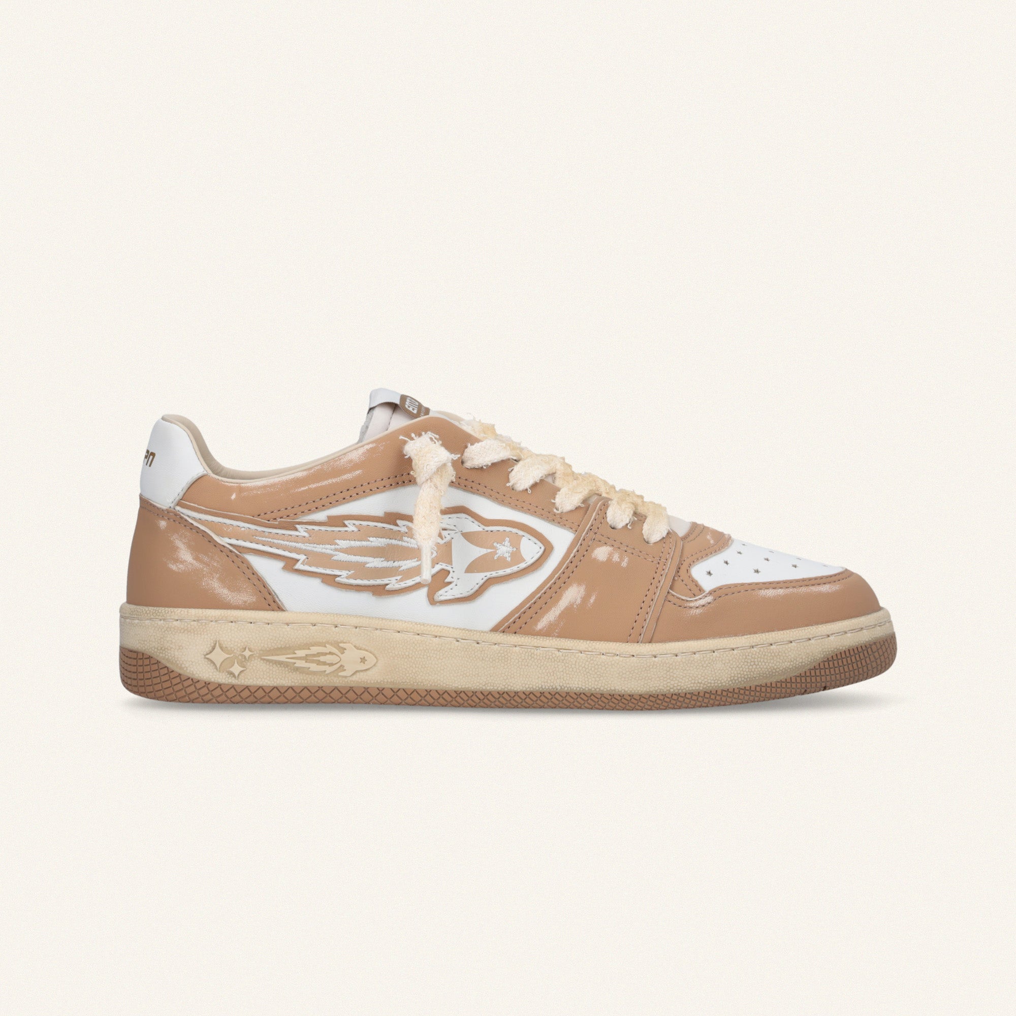 Entjpn Egg Rocket - sneakers vintage in pelle bianche e color camel