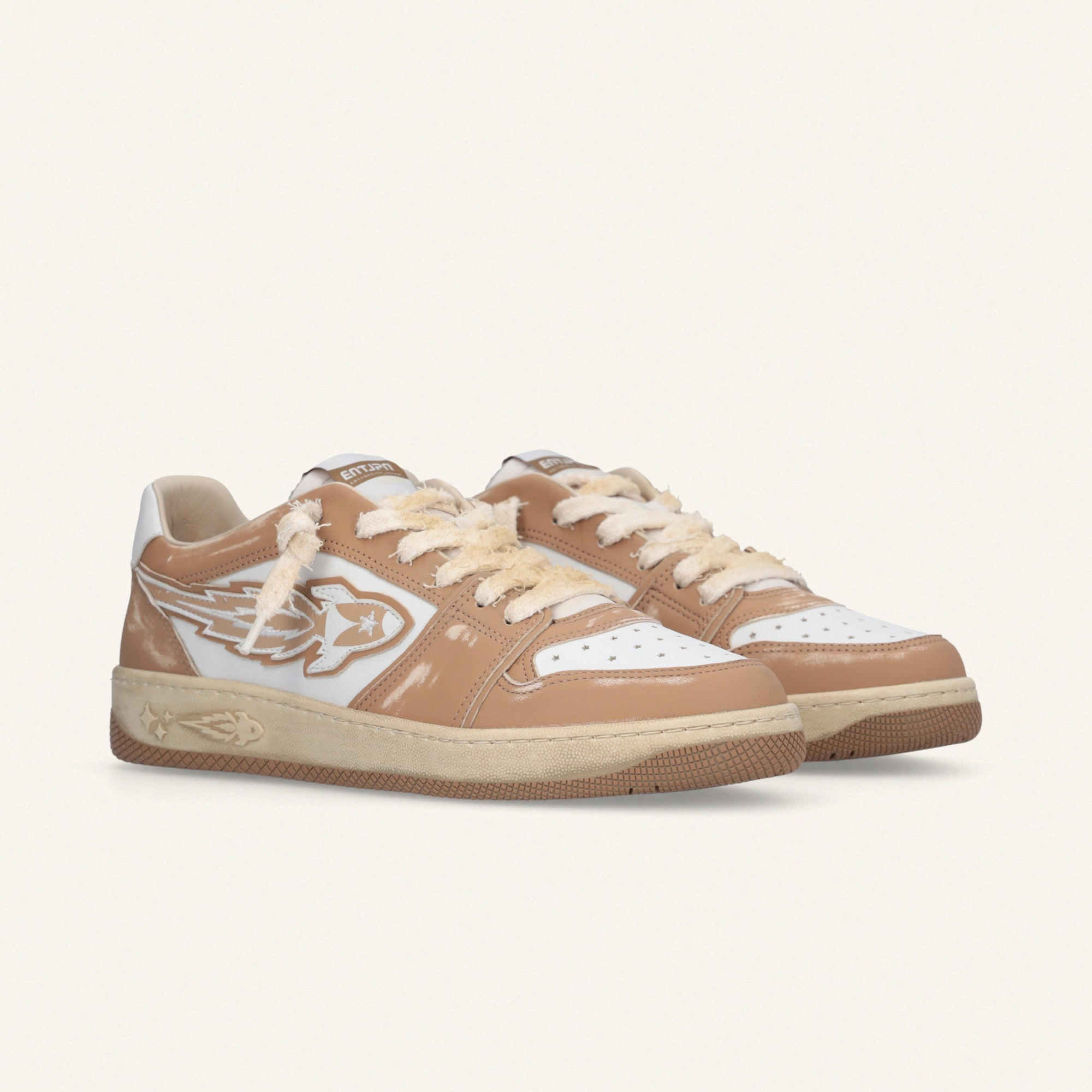 Entjpn Egg Rocket - sneakers vintage in pelle bianche e color camel