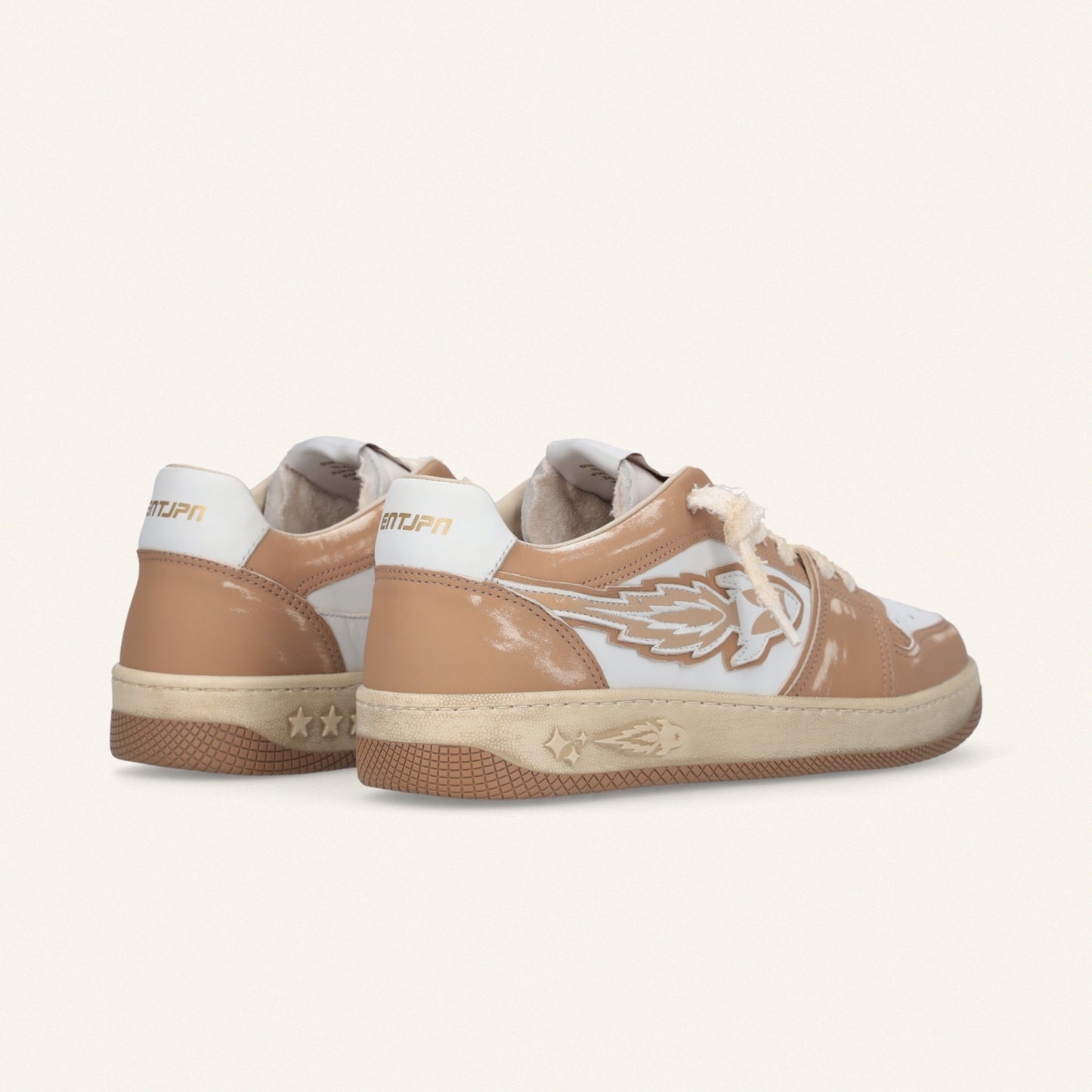 Entjpn Egg Rocket - sneakers vintage in pelle bianche e color camel