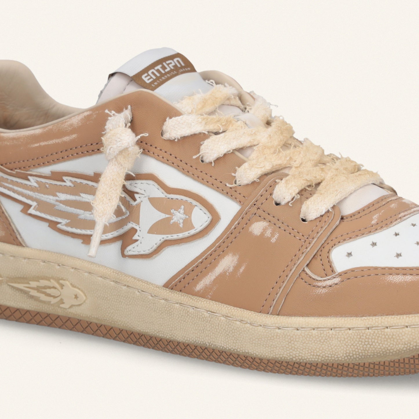 Entjpn Egg Rocket - sneakers vintage in pelle bianche e color camel