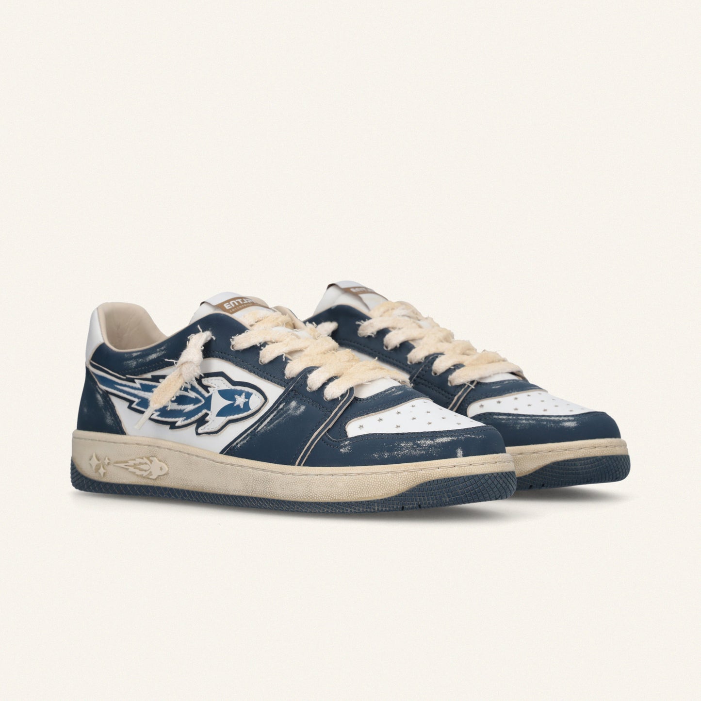 Entjpn Egg Rocket - sneakers vintage in pelle bianche e blue