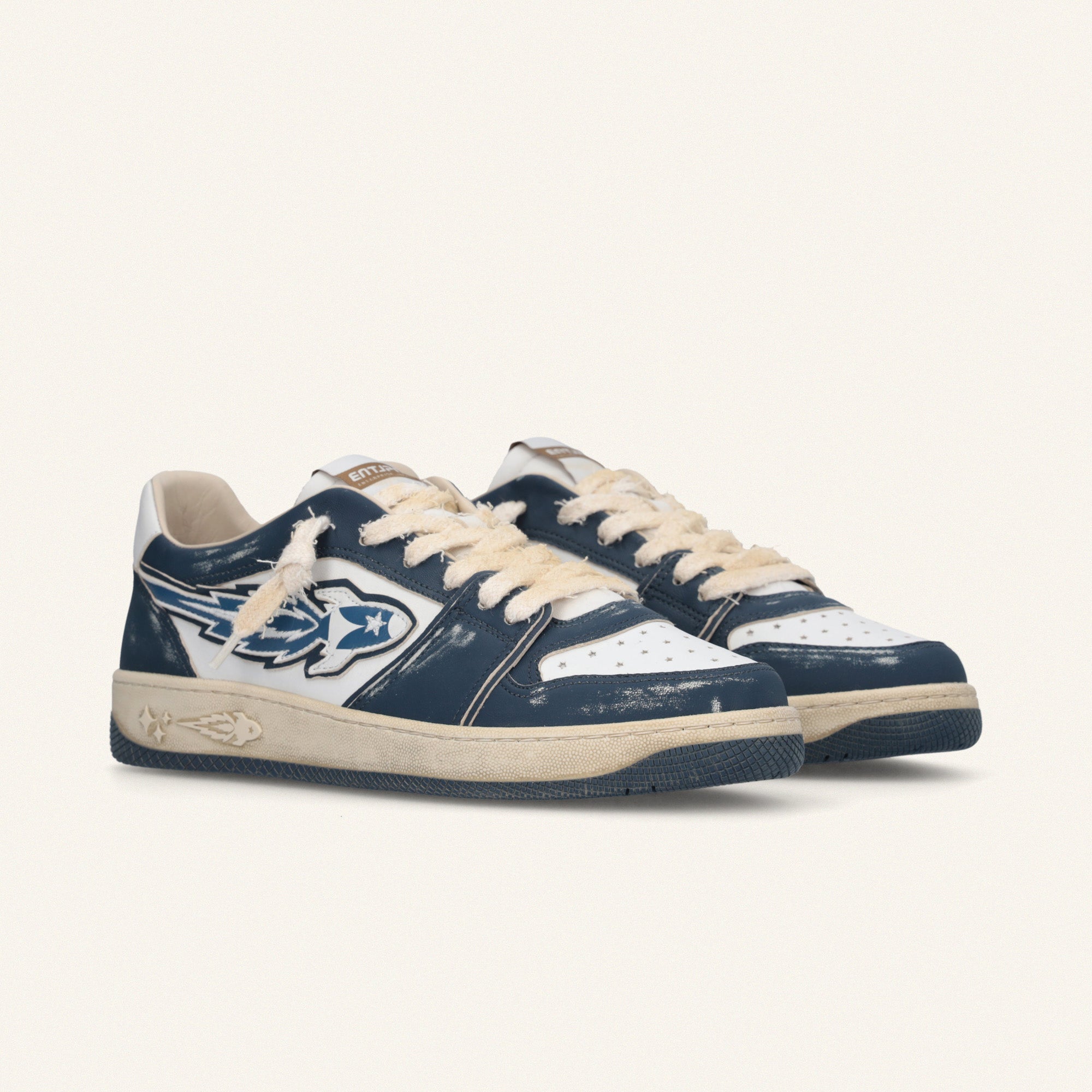 Entjpn Egg Rocket - sneakers vintage in pelle bianche e blue