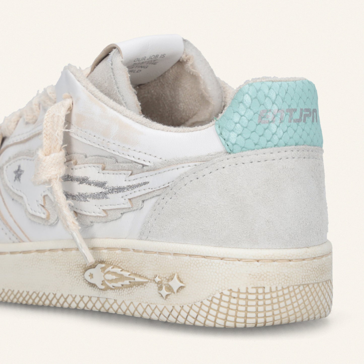 Entjpn Egg Rocket – woman leather sneakers with aquamarine inserts
