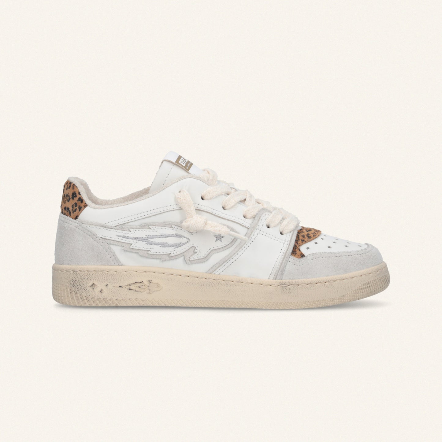 Entjpn Egg Rocket – woman leather sneakers with animalier inserts 