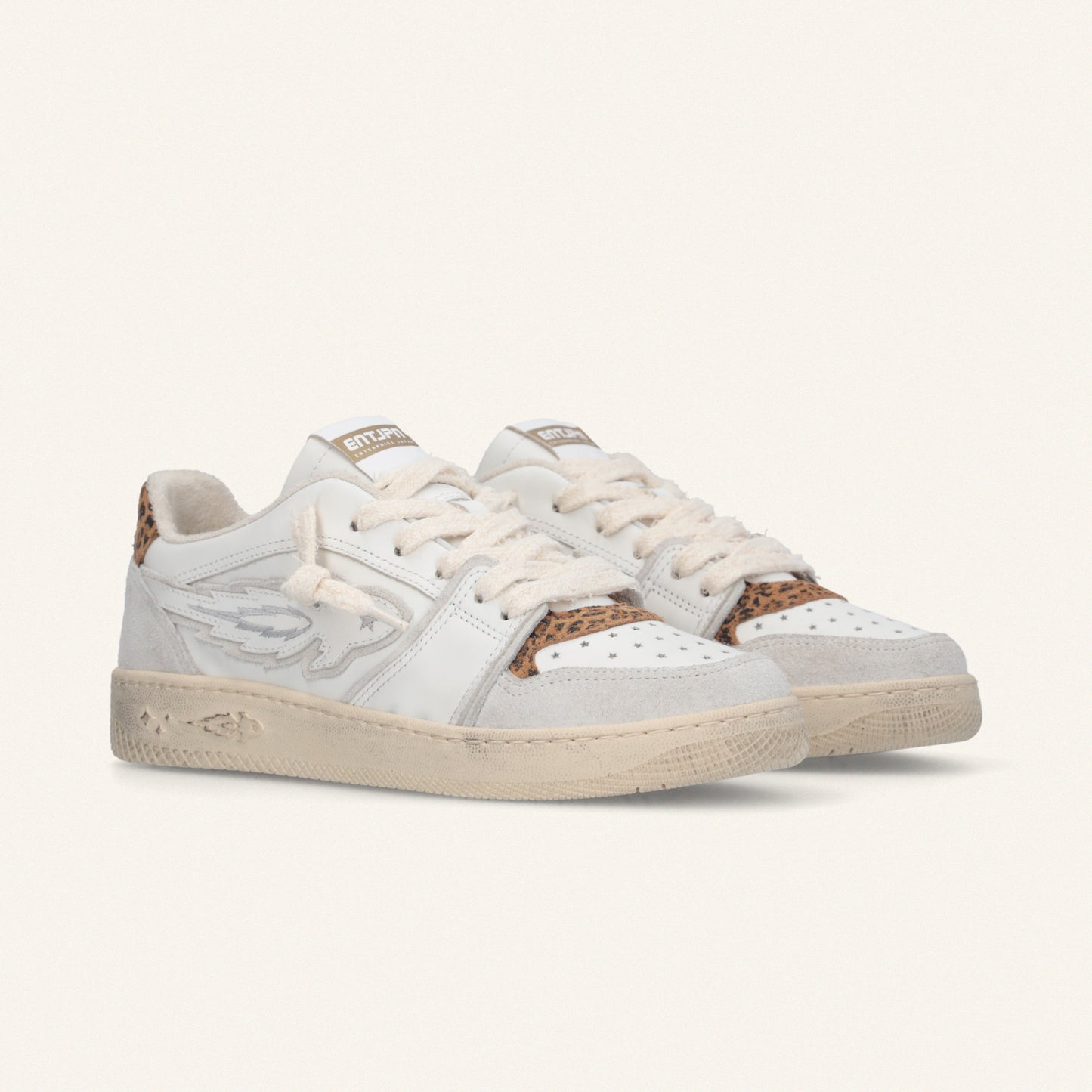Entjpn Egg Rocket – woman leather sneakers with animalier inserts 