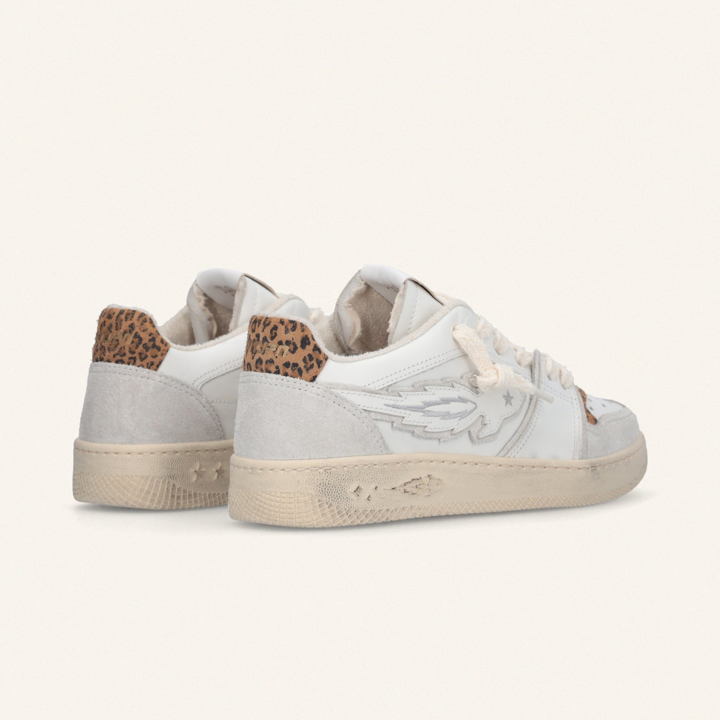 Entjpn Egg Rocket – woman leather sneakers with animalier inserts 