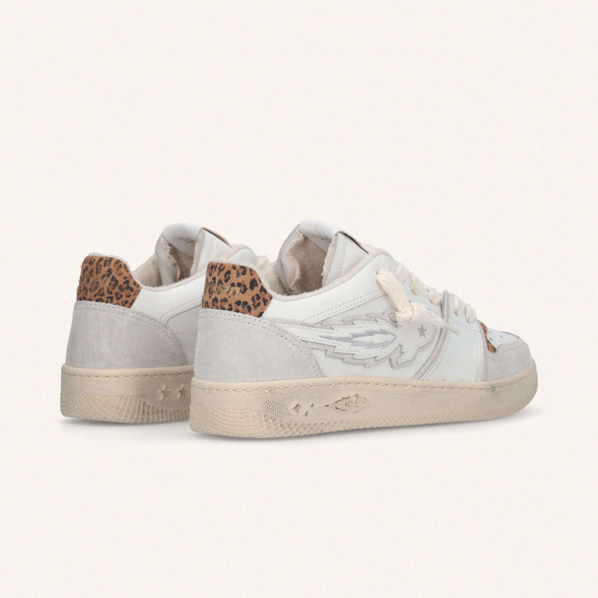 Entjpn Egg Rocket – woman leather sneakers with animalier inserts 
