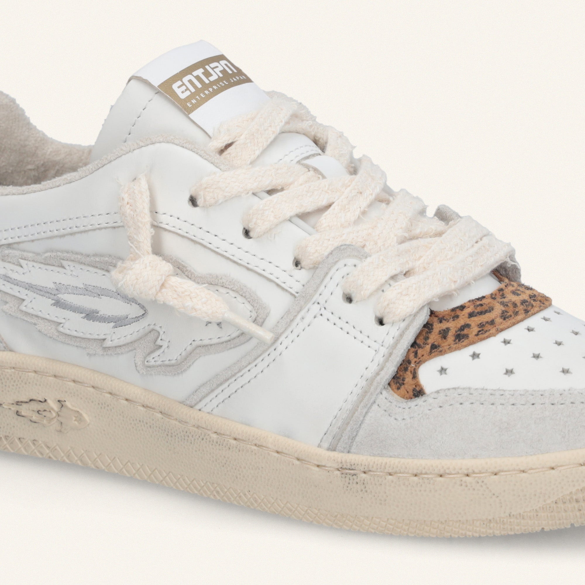 Entjpn Egg Rocket – woman leather sneakers with animalier inserts 