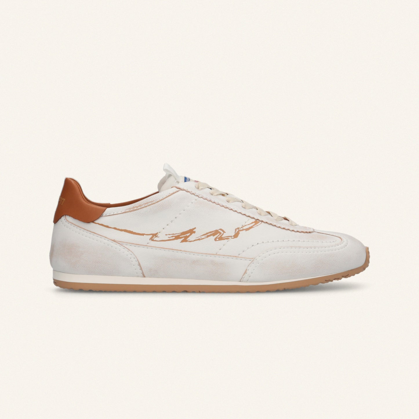 ENTJPN 61 – white leather sneakers with cognac details
