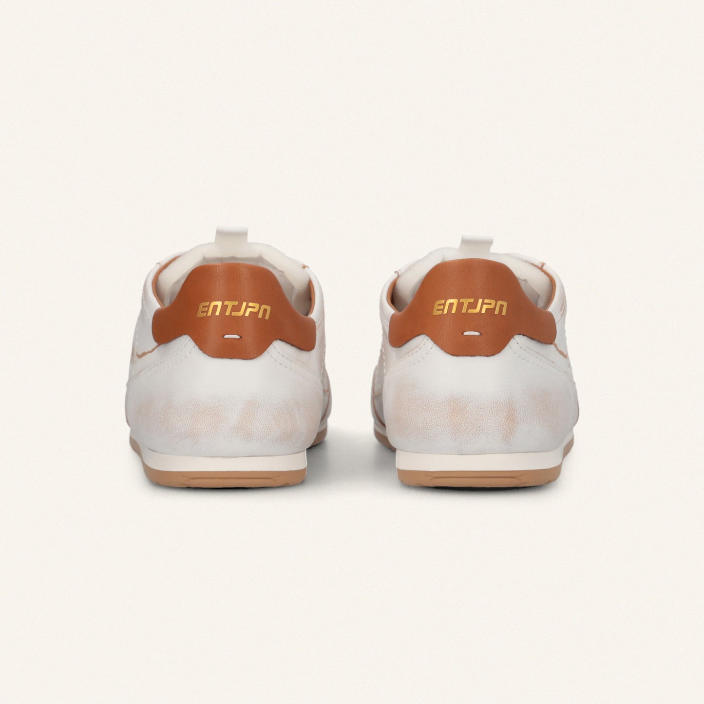 ENTJPN 61 – white leather sneakers with cognac details