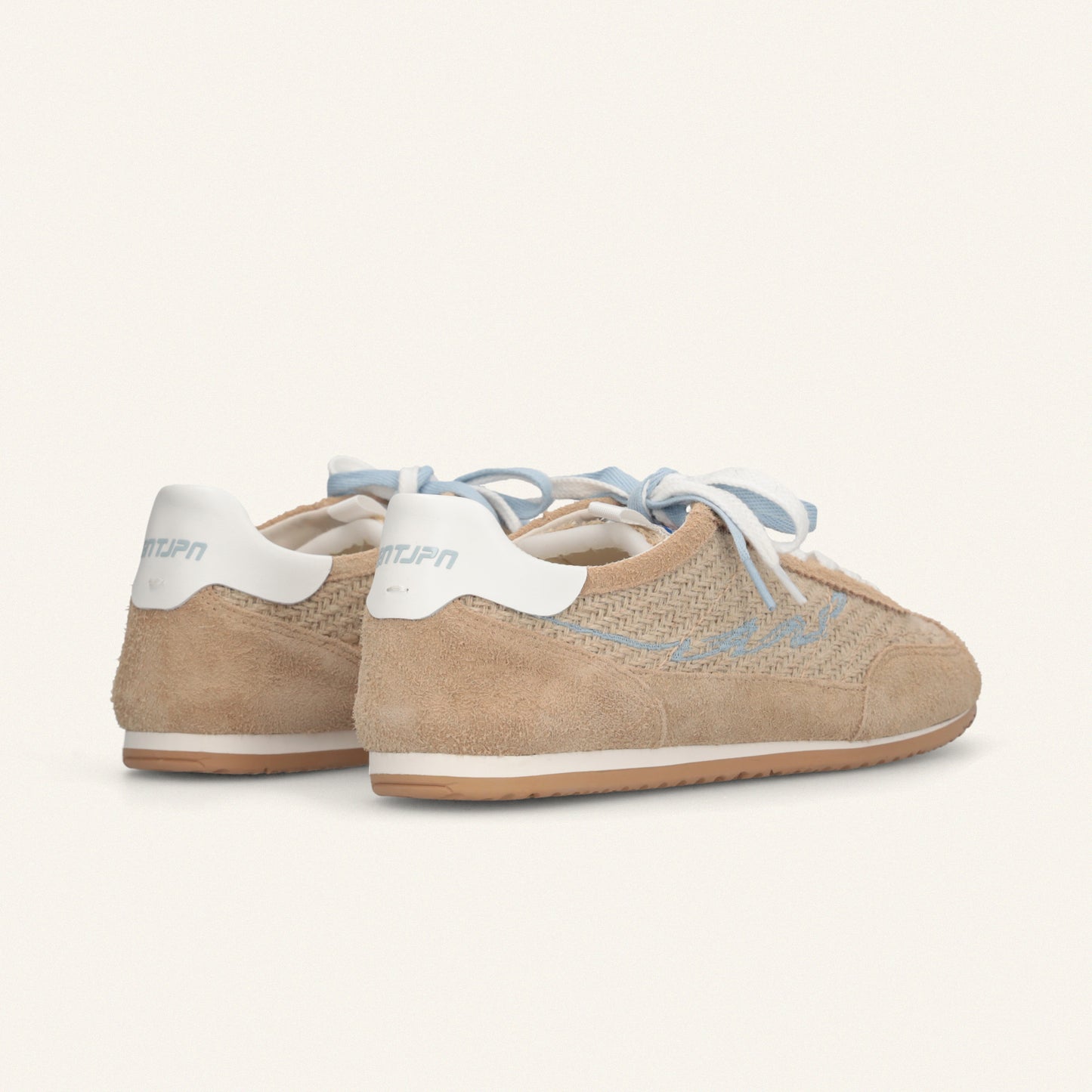 ENTJPN 61 – beige sneakers in suede leather and raffia