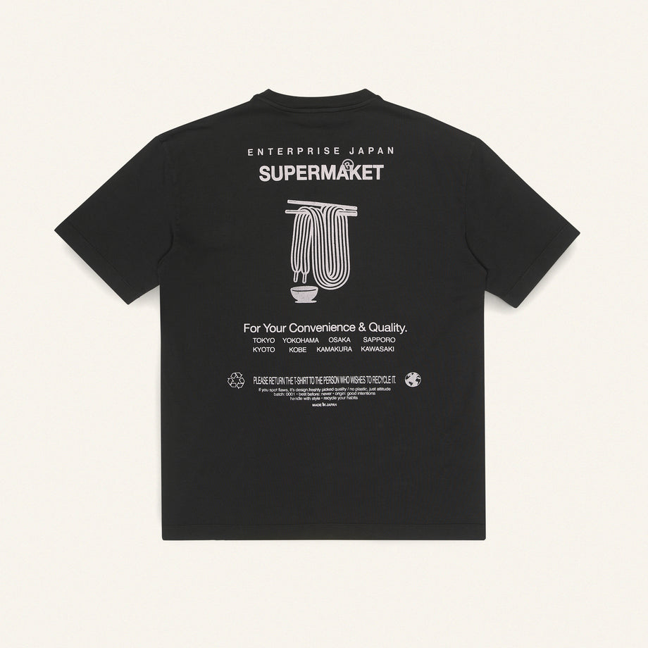 T-shirt in cotone nero con stampa 'Supermarket'