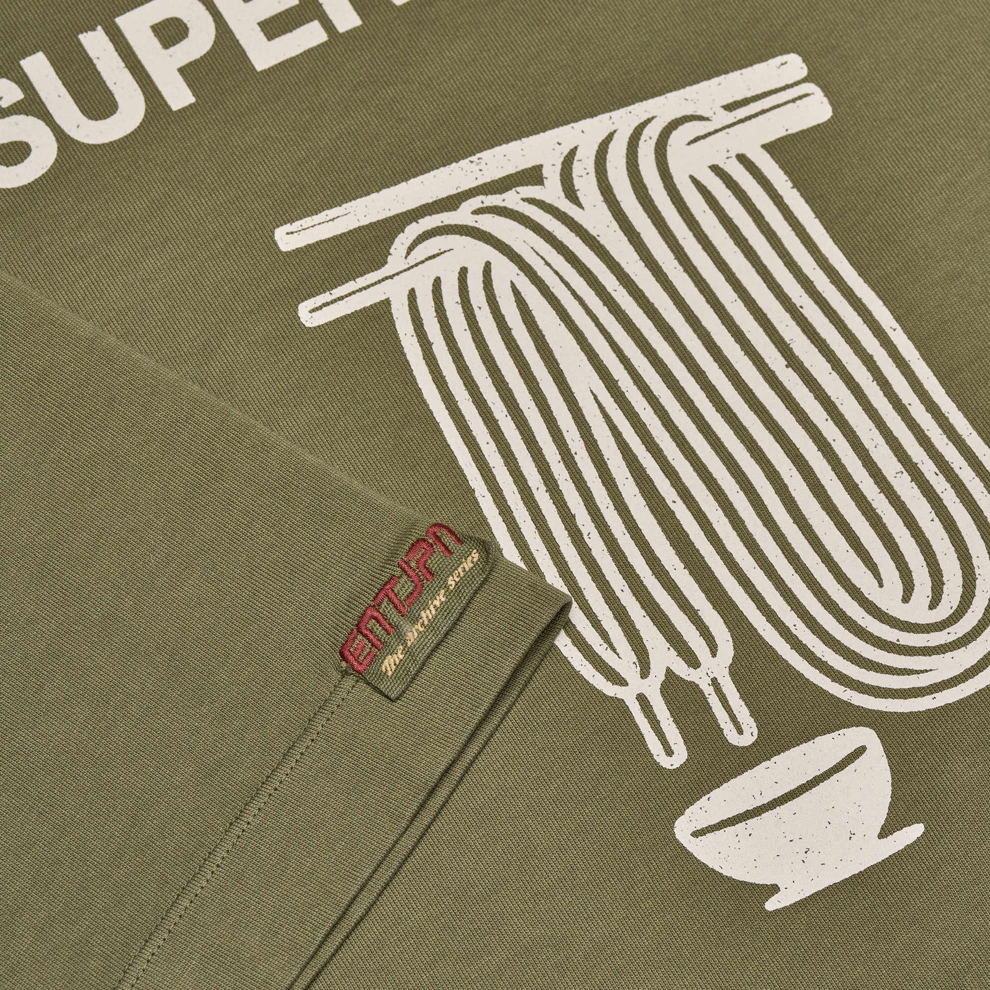 T-shirt in cotone color military con stampa 'Supermarket'