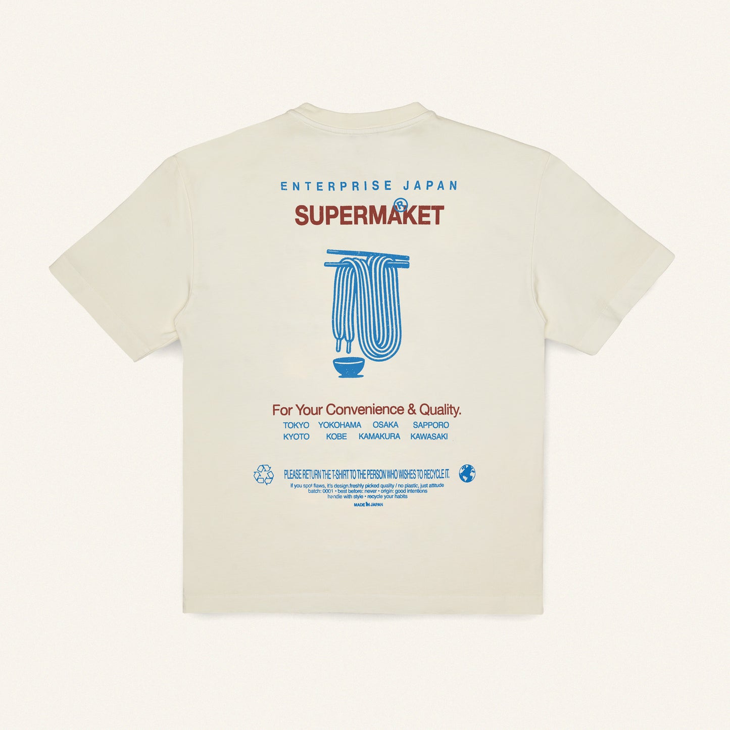 T-shirt in cotone color burro con stampa 'Supermarket'