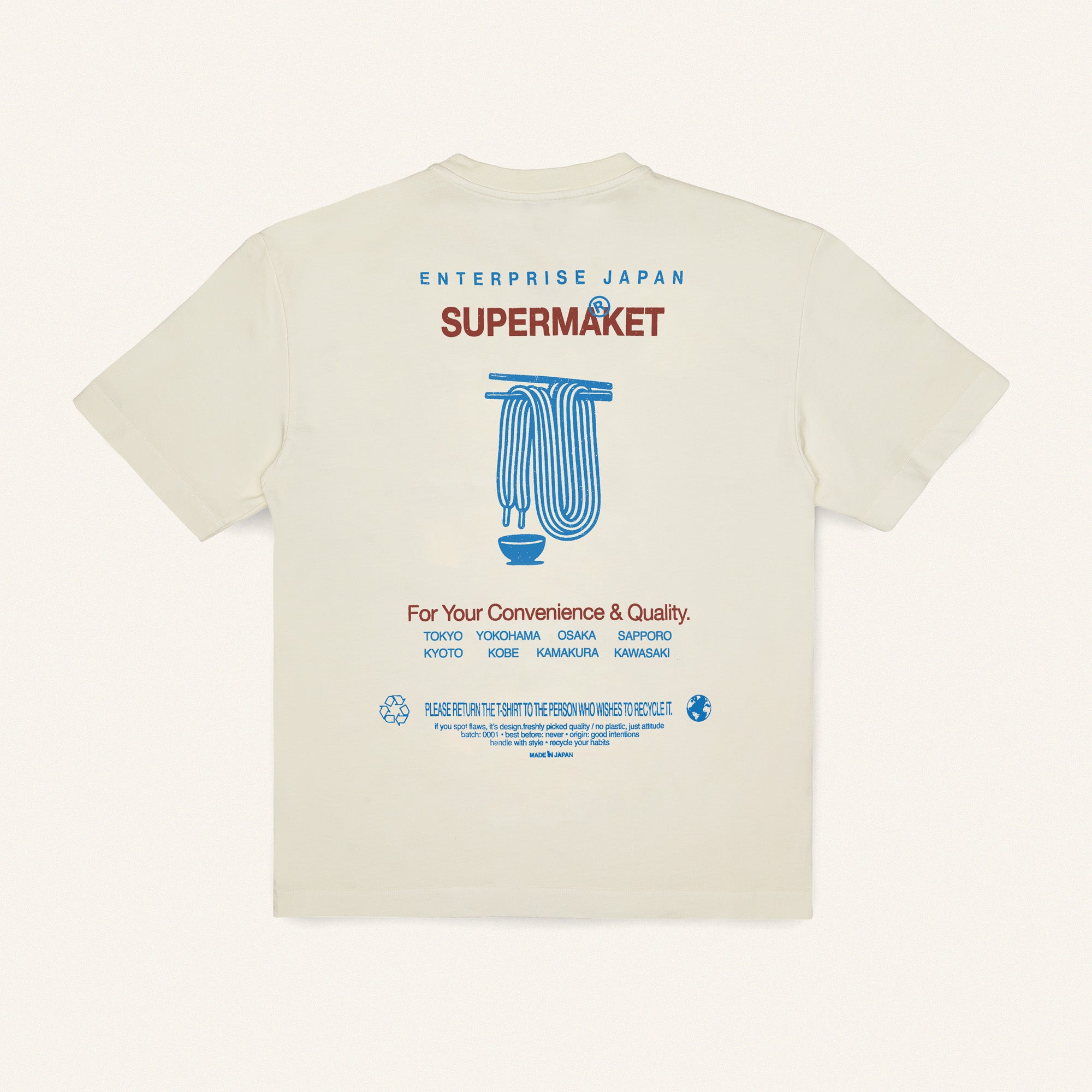 T-shirt in cotone color burro con stampa 'Supermarket'